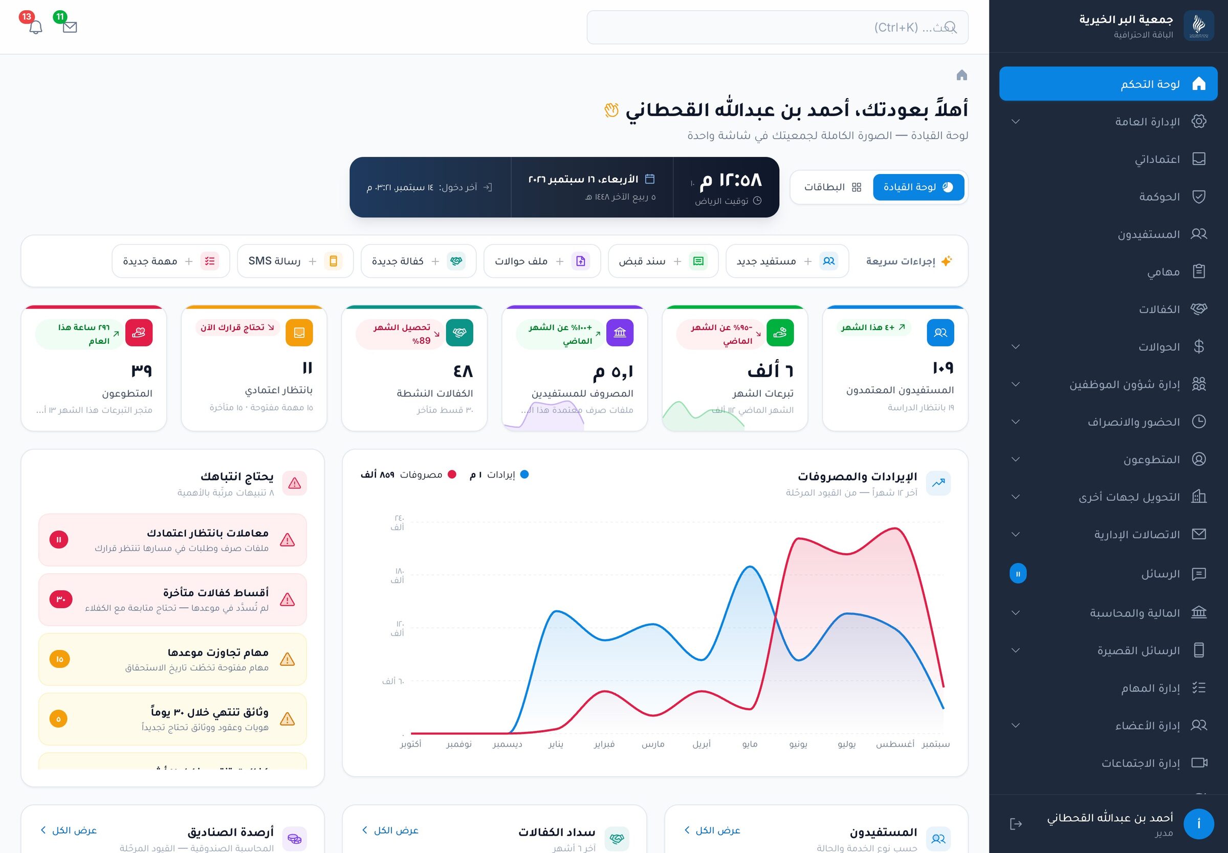 لوحة القيادة في غيث